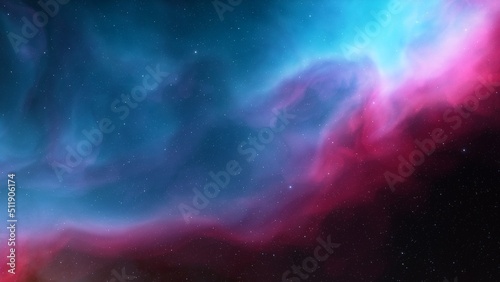 colorful space background with stars, nebula gas cloud in deep outer space, science fiction illustrarion 3d render © ANDREI