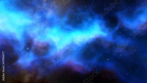 colorful space background with stars, nebula gas cloud in deep outer space, science fiction illustrarion 3d render © ANDREI