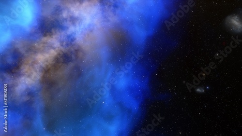 colorful space background with stars  nebula gas cloud in deep outer space  science fiction illustrarion 3d render