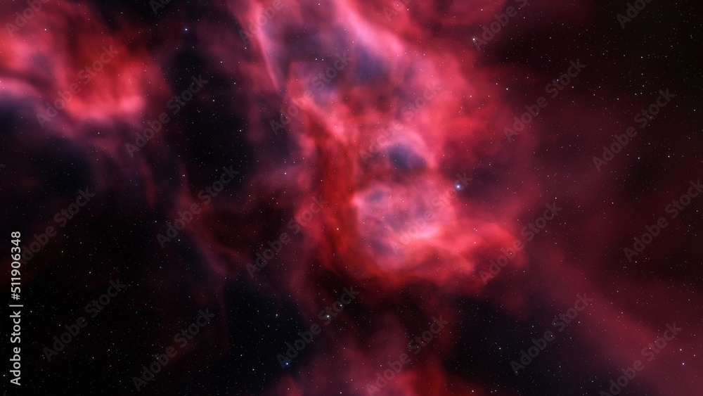 colorful space background with stars, nebula gas cloud in deep outer space, science fiction illustrarion 3d render