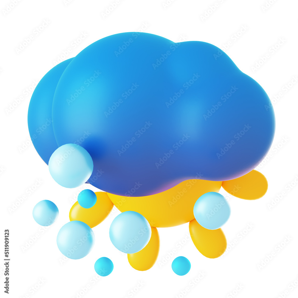 Set of Partly Cloudy and Snow 3d weather icon on the white background. 3D rendering illustration. Set of Partly Cloudy and Snow 3d weather icon on the white background. 3D rendering illustration.