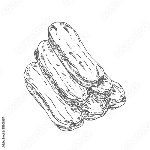 Hand drawn vector fresh french eclair illustration