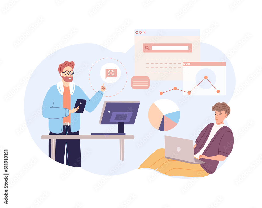Team of analyst analyzing data and financial statistics Team of analyst analyzing data and financial statistics