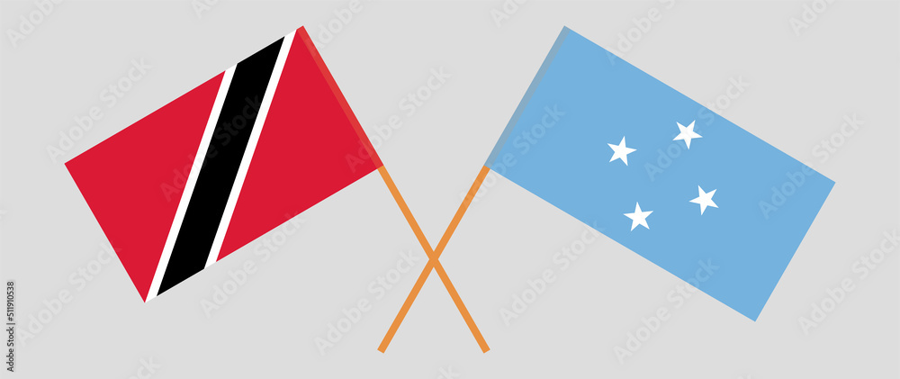 Crossed flags of Trinidad and Tobago and Micronesia. Official colors. Correct proportion Crossed flags of Trinidad and Tobago and Micronesia. Official colors. Correct proportion
