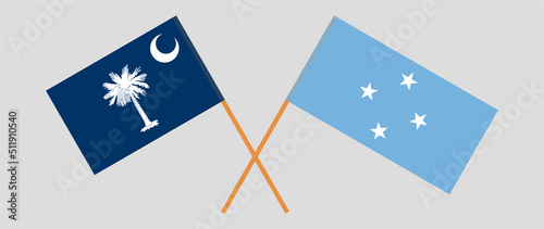 Crossed flags of The State of South Carolina and Micronesia. Official colors. Correct proportion