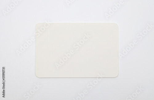 Empty Blank texture canvas paper card with copy space for your text message. Minimalism style template background. Flat lay, top view.