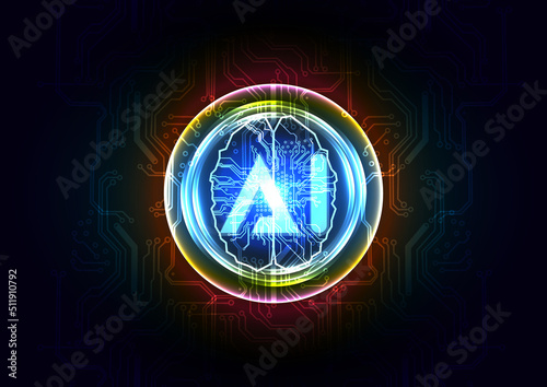 Abstract Vector artificial Intelligence, neural network,big data, digital Hud futuristic and deep learning, Abstract technology background concept, illustration vector design background