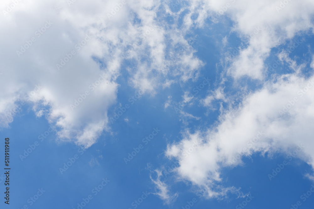 Sky with cumulus clouds on a sunny day.