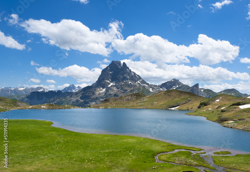 Lac Gentau and Midi d Ossau, Lacs d Ayous in the Pyrenees National Park, France