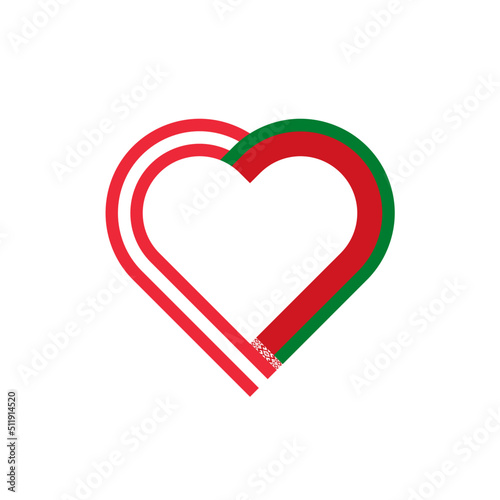 unity concept. heart ribbon icon of austria and belarus flags. vector illustration isolated on white background