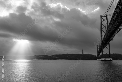 25th of April bridge on a cloudy day
