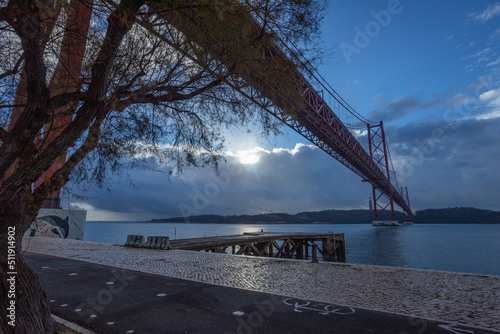 25th of April bridge on a cloudy day
