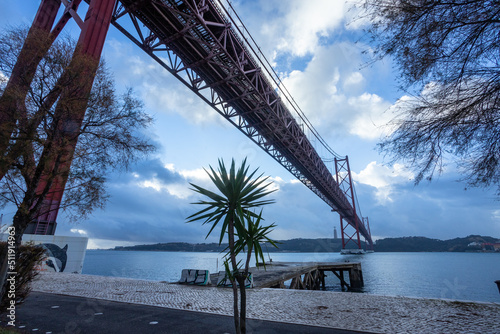 25th of April bridge on a cloudy day