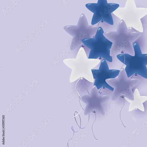 中間色の星形風船イラスト背景