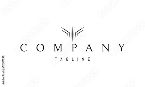 Vector logo on which an abstract image of wings made of sharp rods.