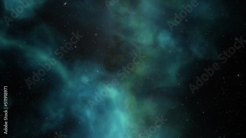 Cosmic background with a blue purple nebula and stars 