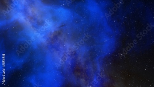 Cosmic background with a blue purple nebula and stars 