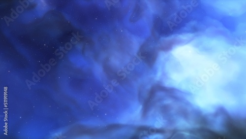 Cosmic background with a blue purple nebula and stars 
