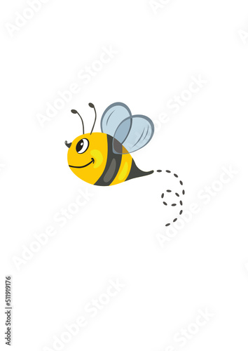 Happy funny bee isolated on white