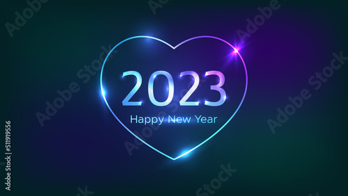 2023 Happy New Year neon background