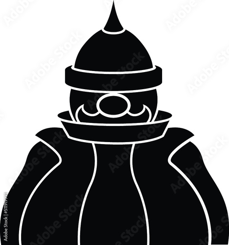 Black and White Cartoon Illustration Vector of a Knight in Plate Armor and Helmet