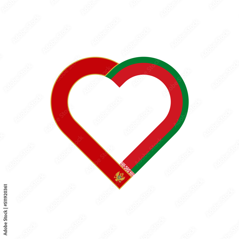 unity concept. heart ribbon icon of montenegro and belarus flags. vector illustration isolated on white background unity concept. heart ribbon icon of montenegro and belarus flags. vector illustration isolated on white background