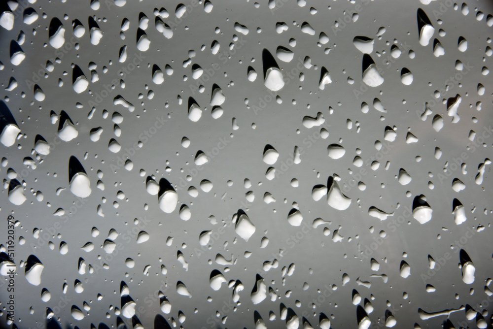Water drops on the white surface of the car Water drops on the white surface of the car