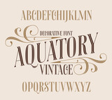 Decorative vector font set with vintage curly ornate