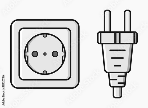power outlet plug type f vector flat illustration