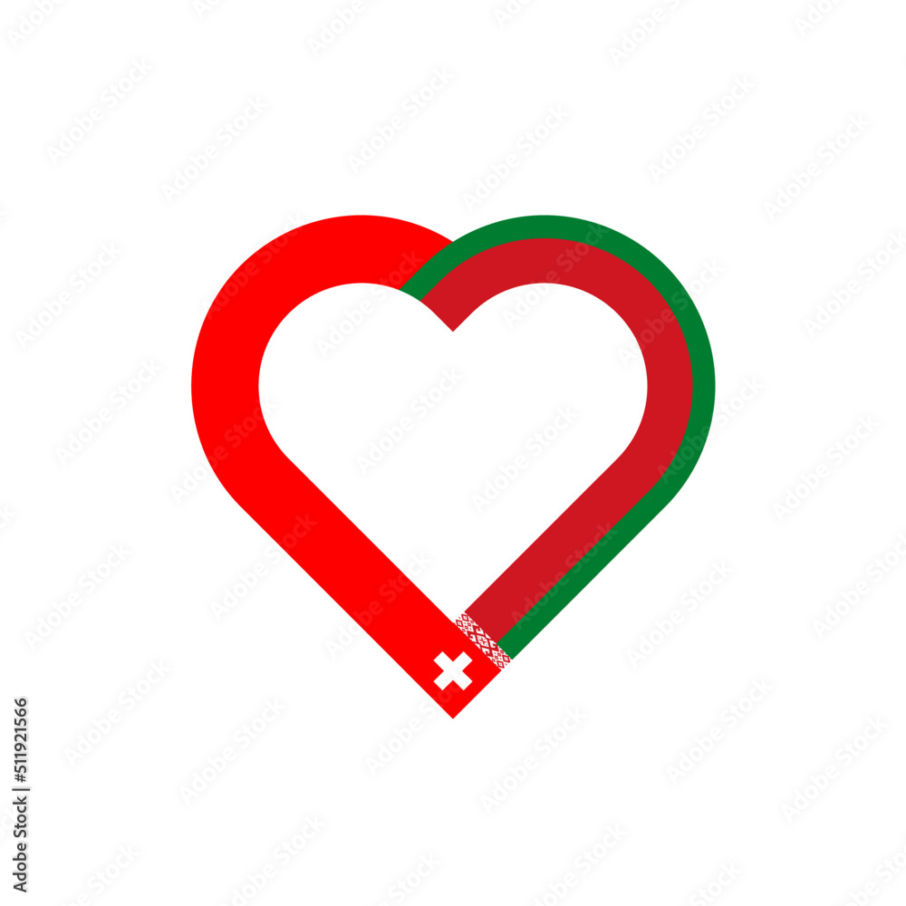 unity concept. heart ribbon icon of switzerland and belarus flags. vector illustration isolated on white background unity concept. heart ribbon icon of switzerland and belarus flags. vector illustration isolated on white background