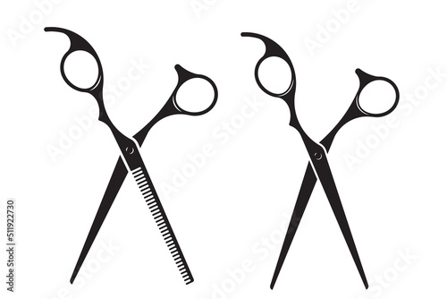 Hairdress barber scissors, professional salon tools. Hairdressing design element.