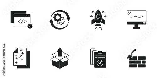DevOps icons set . DevOps pack symbol vector elements for infographic web