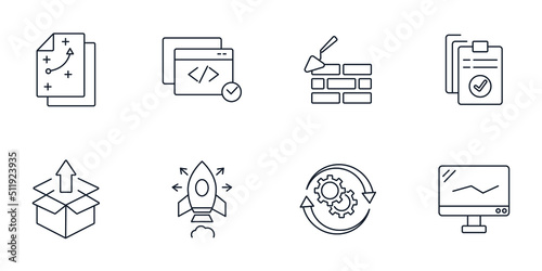 DevOps icons set . DevOps pack symbol vector elements for infographic web