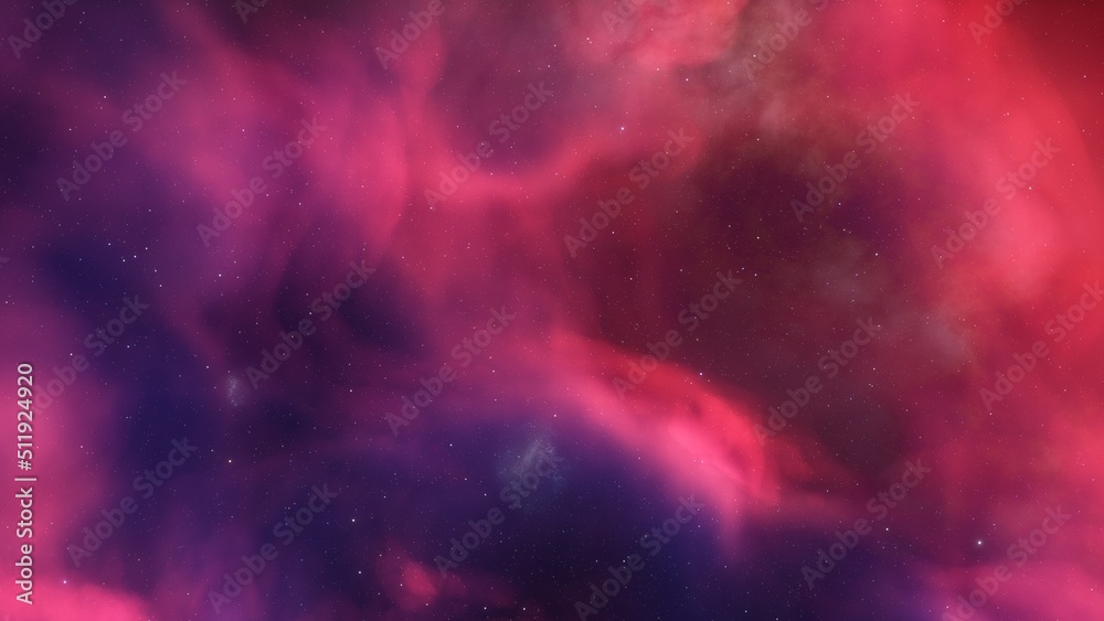 bright nebula, nebula in space, majestic red-purple nebula, beautiful space background 3D render
