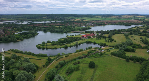 Gorgeous Aerial view of Caldecotte Lake Milton Keynes England, Zino
 photo