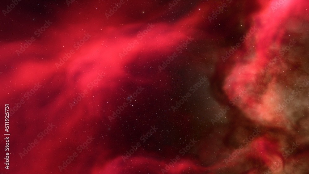 Fototapeta premium red-violet nebula in outer space, horsehead nebula, unusual colorful nebula in a distant galaxy, red nebula 3d render 