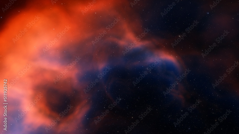 red-violet nebula in outer space, horsehead nebula, unusual colorful nebula in a distant galaxy, red nebula 3d render
