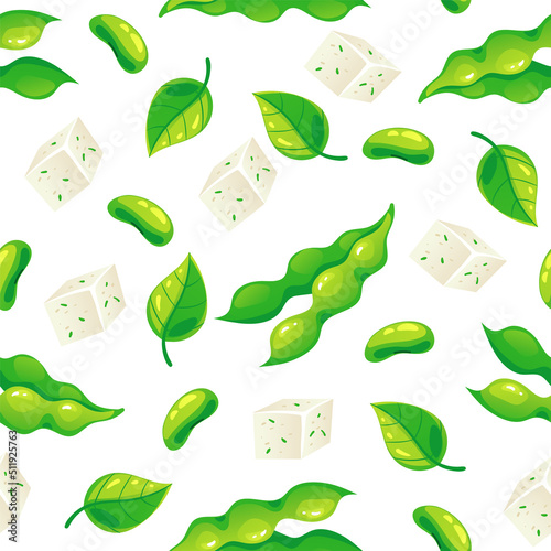 Soy product bean tofu seamless repeat wrap cover pattern background illustration