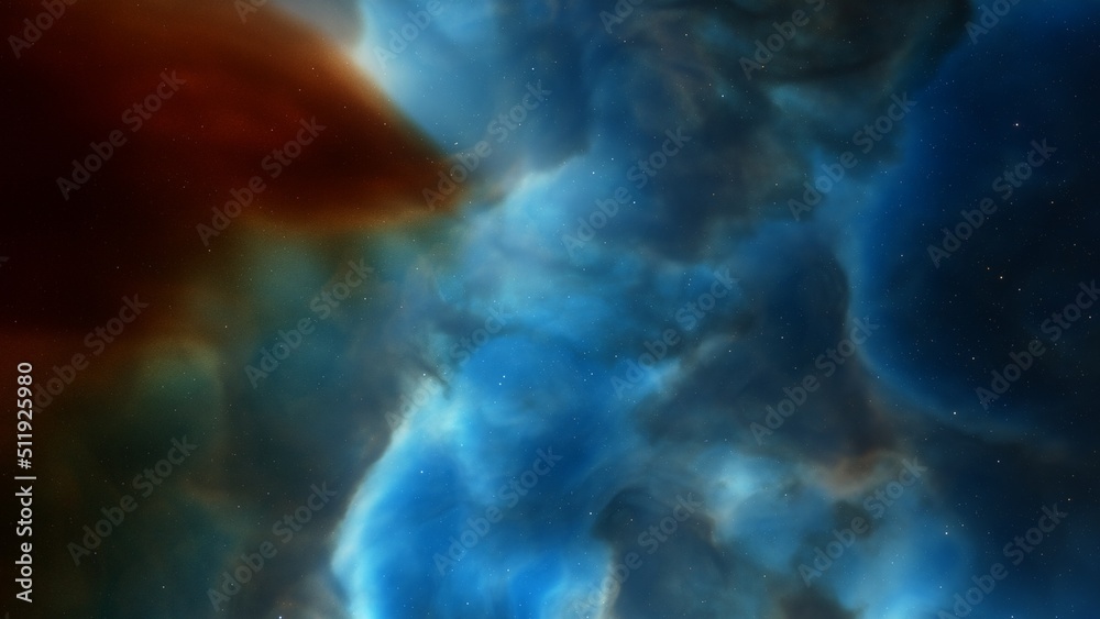 Fototapeta premium red-violet nebula in outer space, horsehead nebula, unusual colorful nebula in a distant galaxy, red nebula 3d render 