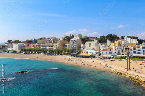 Obraz na plátně Maritime view of Blanes beach (Costa Brava).