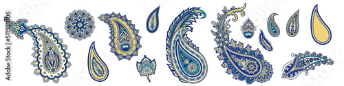 Set of Indian traditional paisley, vector elements
