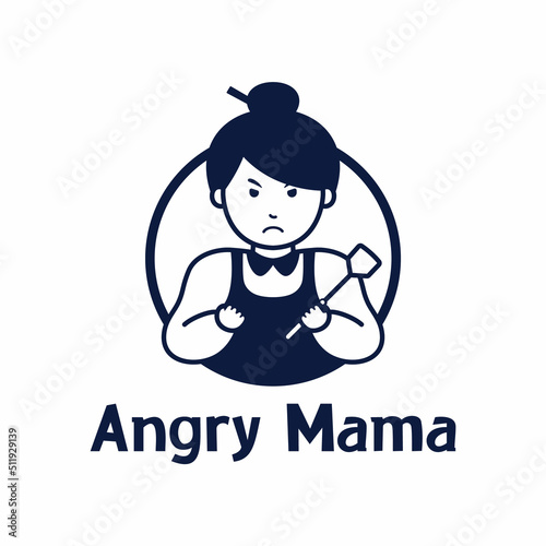 angry mama logo illustration, Angry mother Cooking Baking Logo Template
