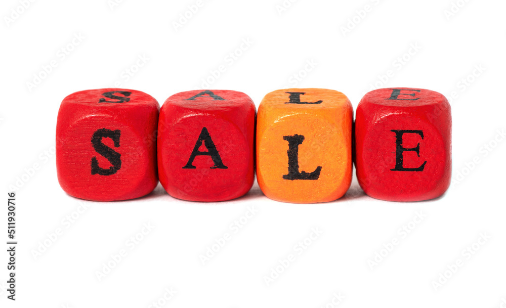Sale. Alphabet blocks isolated on white background. Sale. Alphabet blocks isolated on white background.