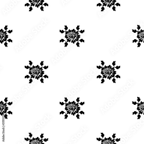 Vintage flowers with leaves on a white background seamless pattern. Black and white floral pattern for wallpaper  fabric or foundry. Vector illustration.
