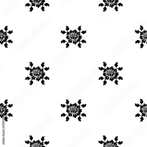 Vintage flowers with leaves on a white background seamless pattern. Black and white floral pattern for wallpaper, fabric or foundry. Vector illustration.