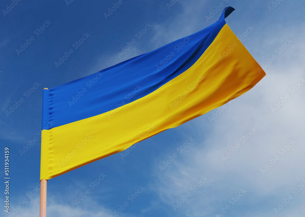 3d visualization, waving flag of the country, patriotic symbol of the state - Ukraine 3d visualization, waving flag of the country, patriotic symbol of the state - Ukraine