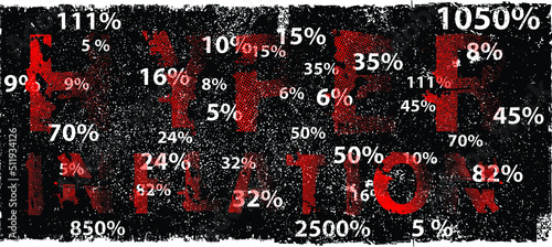 Inflation stamp with grunge distress rough edges fonts . Vector