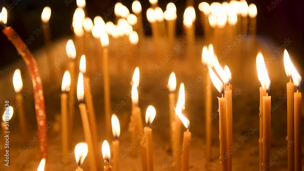 Burning candles in Orthodox Christian church Burning candles in Orthodox Christian church