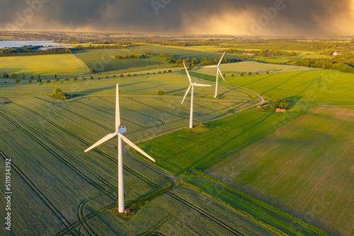 Wind turbines generating electricity, Denmark
