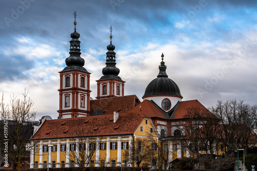 Beautiful view of Mariatrost Basilica on top of Purberg hill on a winter day, pilgrimage church with Baroque style, in Graz, Styria, Austria